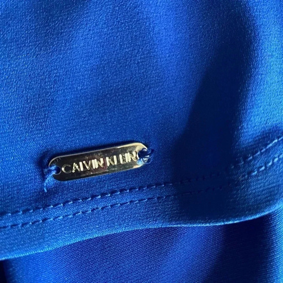 CALVIN KLEIN | Women's Long Sleeve Blue Jersey with Chiffon Sleeves Top Size M - Picture 7 of 10